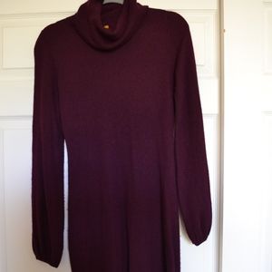 Plum cashmere turtle neck dress